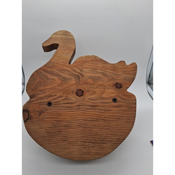 Vintage Handmade Wooden Swan Wall Shelf with Peg Hook Rustic Folk Art Decor - Picture 5 of 5